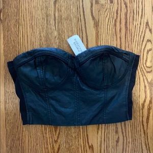 NWT Faux leather black woven tube top